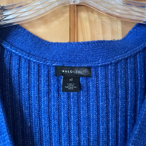Halogen Cobalt Blue Ribbed Button-Front Cardigan - Picture 2 of 5